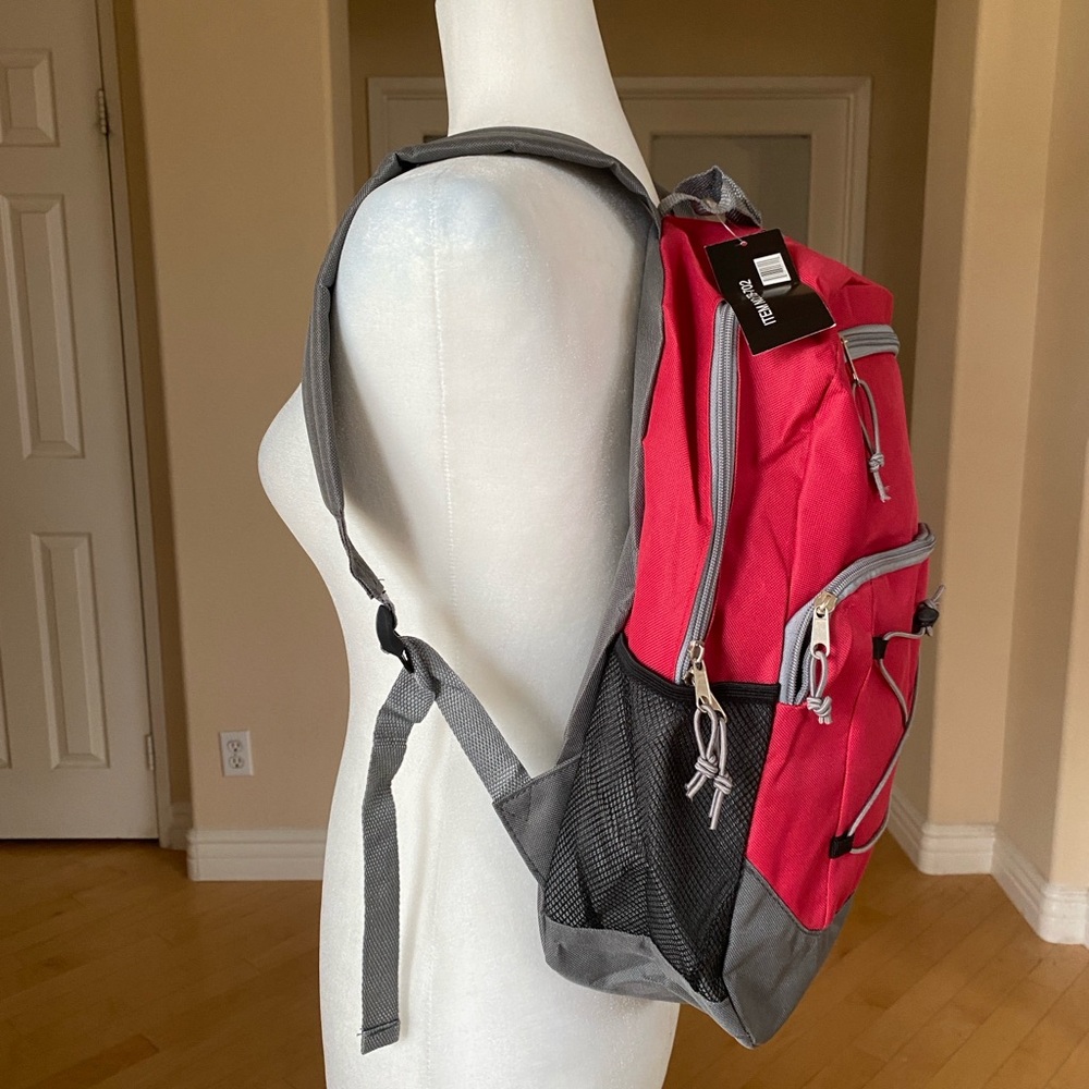 NWT Moda West Red and Gray Backpack - Picture 4 of 7